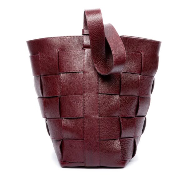 Lotuff Cordovan Woven Leather Bucket Shoulder Bag - Picture 3 of 8
